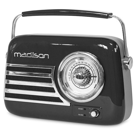 radio fm portabil nostalgia 15w cu functie bluetooth/aux - negru - imagine 7